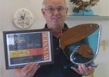 Darryl Tresize and his winning entry and Glass Art Prize 2014