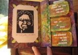 Altered Book Page with wood cut portrait - Jenn White